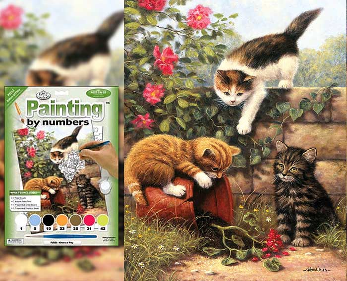 gatos jugando para colorear