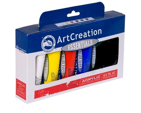 Set B�sico Acr�lico ArtCreation - 5 x 75ml. (Primarios)