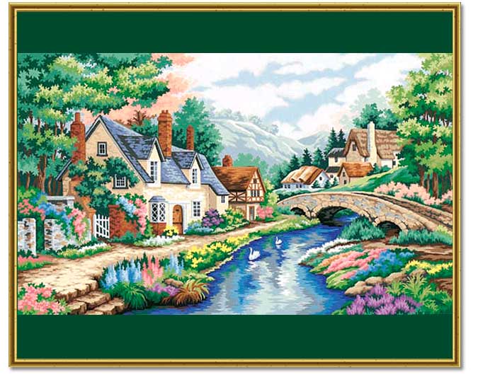 Pintar por N�meros - Casitas de Campo a la Orilla del R�o