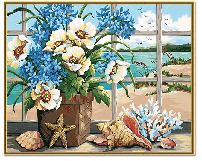 Pintar por N�meros - Flores junto a la playa