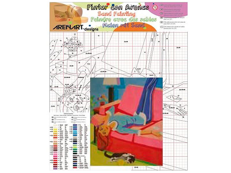 Chica en el Sof� con M�vil - L�mina para Arenas de 50 x 61 cm.