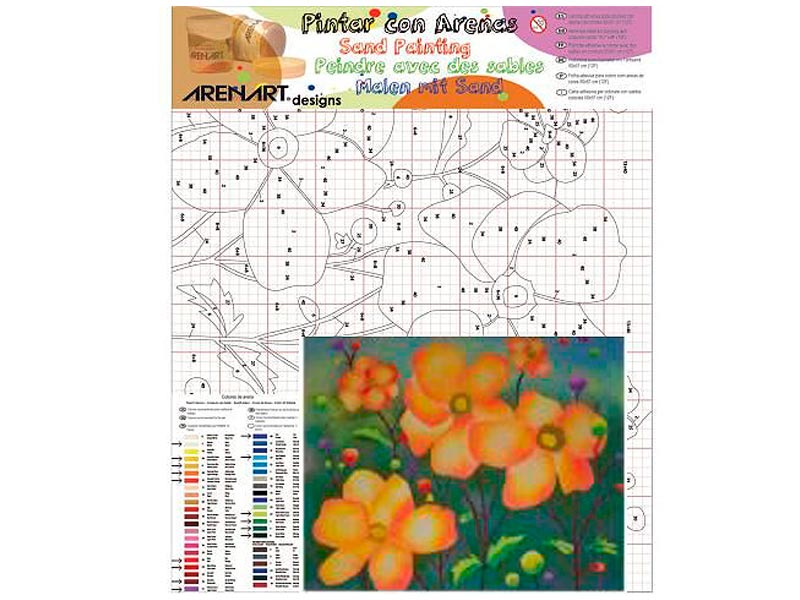 Flores Anaranjadas - L�mina para Arenas de 50 x 61 cm.