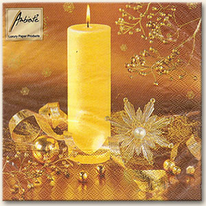 Servilletas - Vela Navidad Dorada (20 Servilletas)