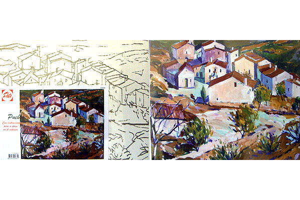 Tablilla - Pueblo 38 x 46 cm.