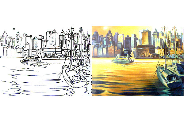 Tablilla - Silueta Urbana 33 x 41 cm.